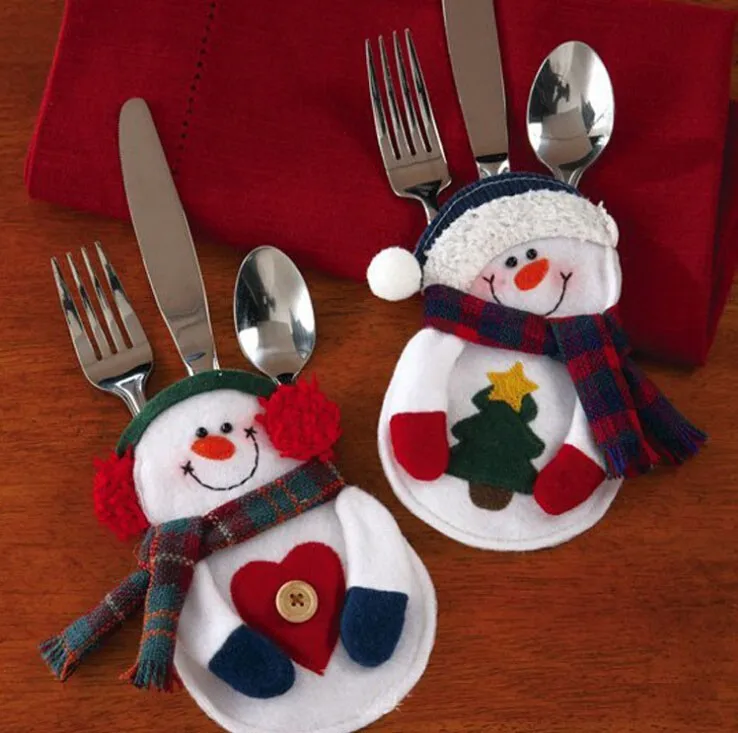 8 шт рождественские украшения снеговик держатели для серебра рождественские украшения для столов новогодний домашний декор