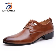 ANT FAMILY Business Men’s Basic Casual Dress Shoes,Elegant Genuine Leather Pointed Black/Brown Flat,Meeting Office Formal