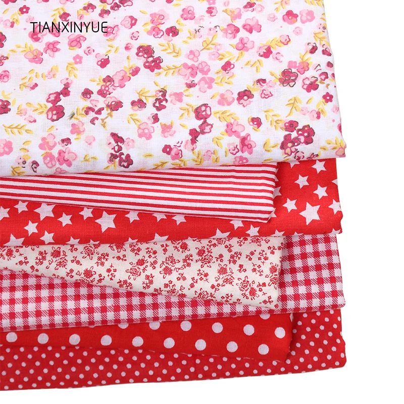 TIANXINYUE 7 шт. 50 см x 50 см красный хлопок Лоскутная Ткань для шитья своими руками стеганая ткань детские постельные принадлежности Текстиль Ткань