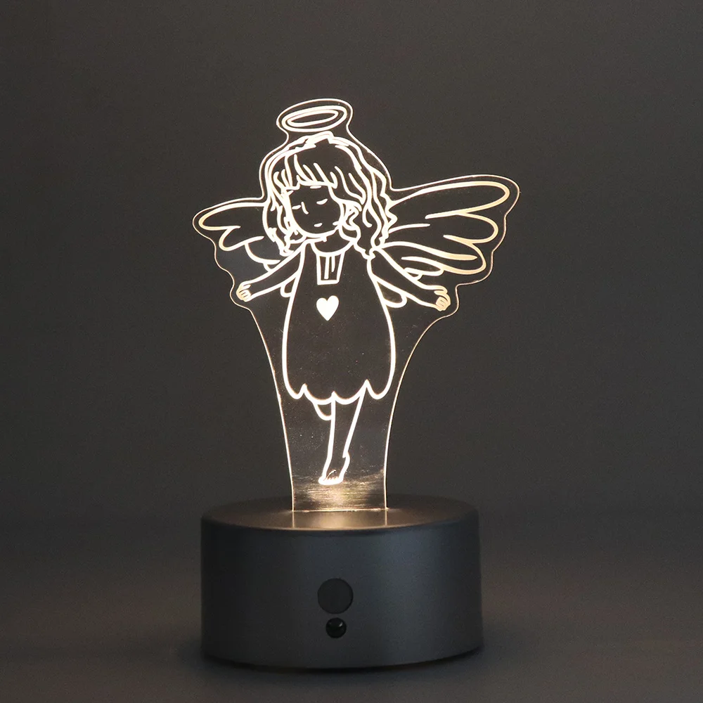 

BORUiT 3D LED Lamp Bedroom Table Acrylic Night Light Atmosphere Motion Sensor Might Light Kids Gift