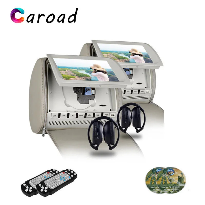 Caroad 2 шт. 9-дюймовый автомобильный монитор на подголовник DVD-видеоплеер 800x480 крышка