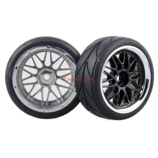 

4pc 1/10 On-Road Car Tires 26*64MM plating Wheel Rim Rubber Tyre for HSP Tamiya HPI Kyosho Sakura 94122 94123 D3 D4 CS tt01 1010