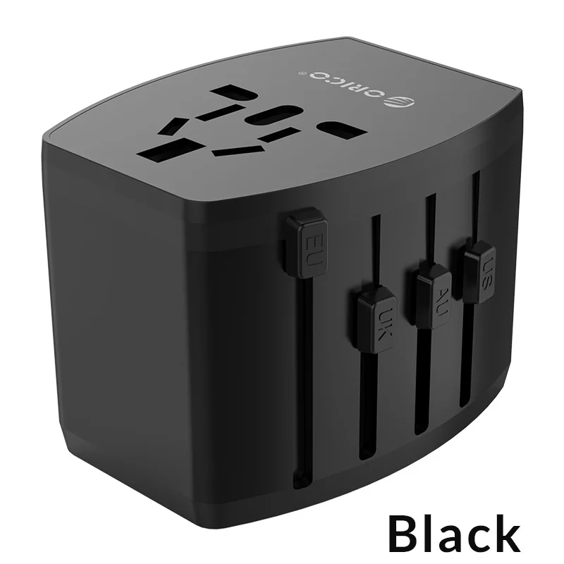 ORICO дорожный адаптер Международный универсальный адаптер питания все-в-одном 3 USB 1 Тип C 5V3. 4A Макс выход зарядное устройство с EU/US/UK/AU - Цвет: Черный