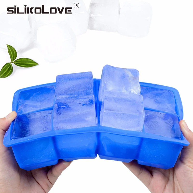 SILIKOLOVE 8 полости квадратной формы силиконовые формы для льда Фрукты Кухня Бар питьевой аксессуары легко чистить BPA бесплатно