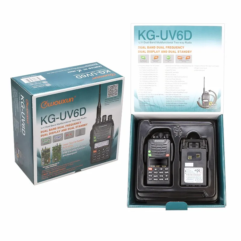 Новый Wouxun KG-UV6D ручной 136-174/400-480 мГц Dual Band Хэм двухстороннее трансивер