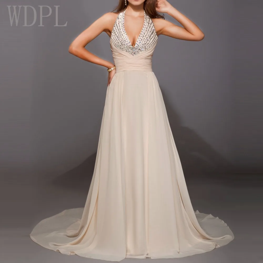 Deep v neck prom gowns 2017