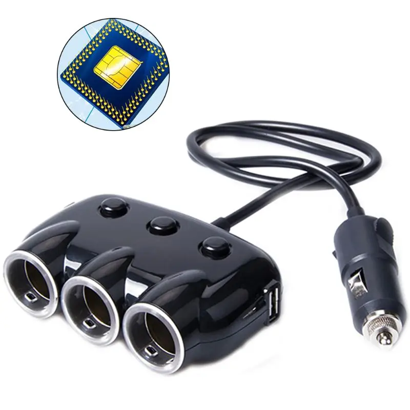 Двойной USB порт автомобильное зарядное устройство три прикуривателя адаптер гнезд 5V 3.1A для iPhone iPad samsung
