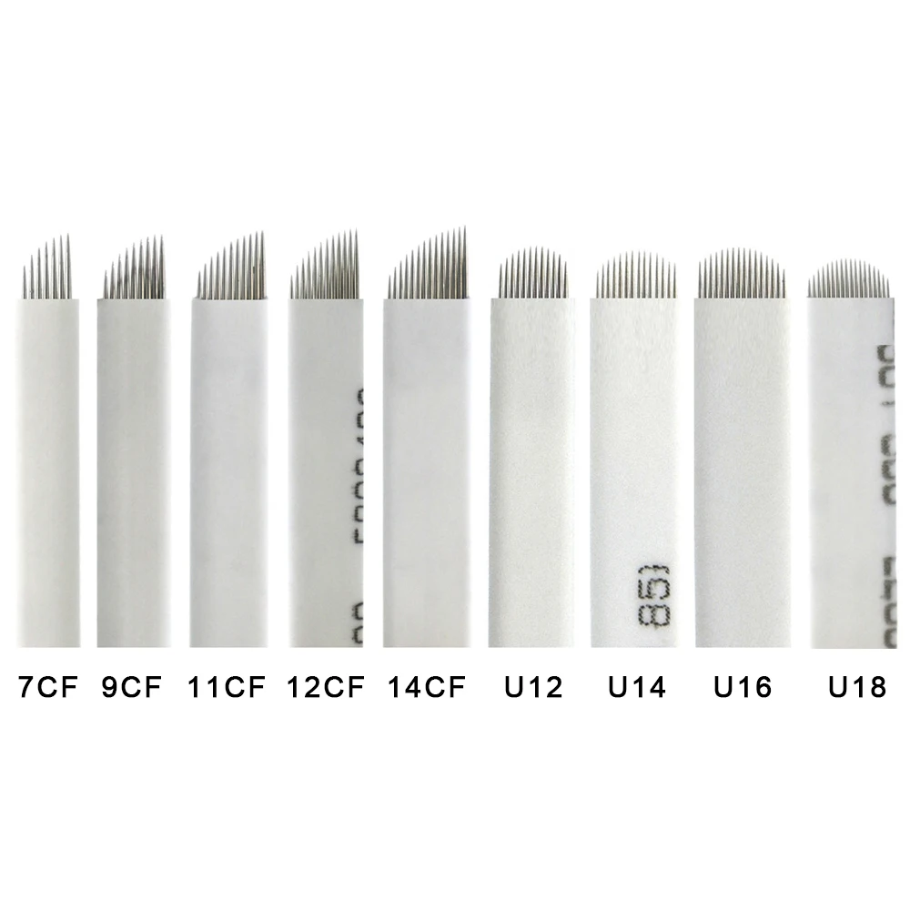 

100pcs Permanent Makeup Eyebrow White Flex Tattoo Needles Blade For 3D Microblading laminas blade Agulhas Tebori