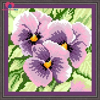 

17*17cm Full bead embroidery cross Purple Butterfly Orchid needlework home decoration crafts diy crochet felt costura sewing