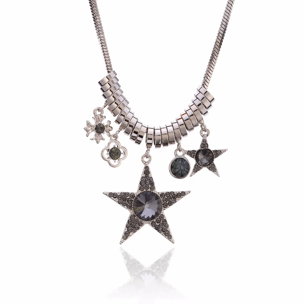 

Multi Stars Crystal Pendants Necklaces Punk Style Circles Charms Necklace For Women Party Jewelry Fashion Gift 2019 Wholesale