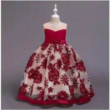 Элегантное кружевное свадебное платье принцессы с цветочным узором для девочек; Бальные вечерние платья-пачки; летнее платье для девочек; WG1712