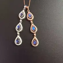 Натуральный лунный камень синего цвета камень кулон 925 стерлингового серебра натуральный драгоценный камень кулон ожерелье тренд капли воды женские ювелирные изделия для девочек