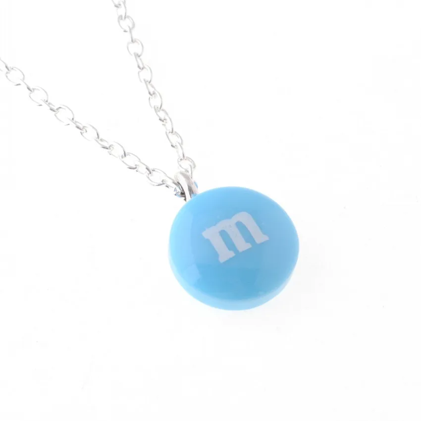 2 шт Конфета буква М смола кулон ожерелье 1" милый сладкий подарок b0024 - Окраска металла: blue