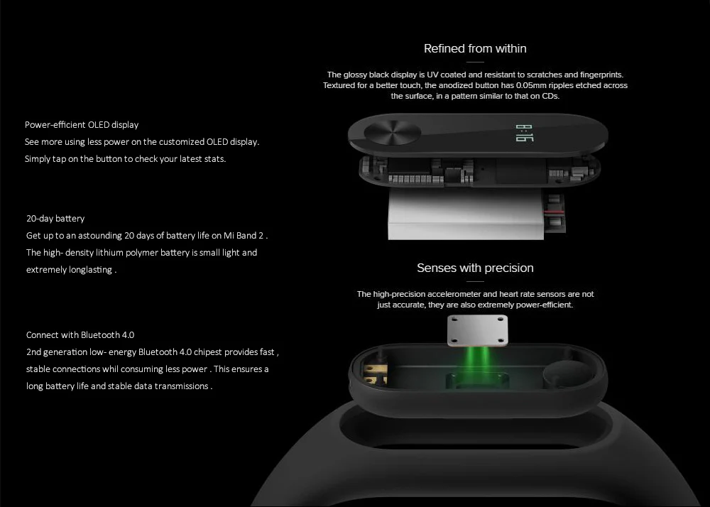 Xiaomi Mi Band 2 Miband 2 Smart Bracelet Wristband Band Fitness Tracker Bracelet Smartband Heart rate Monitor 100% Original (10)