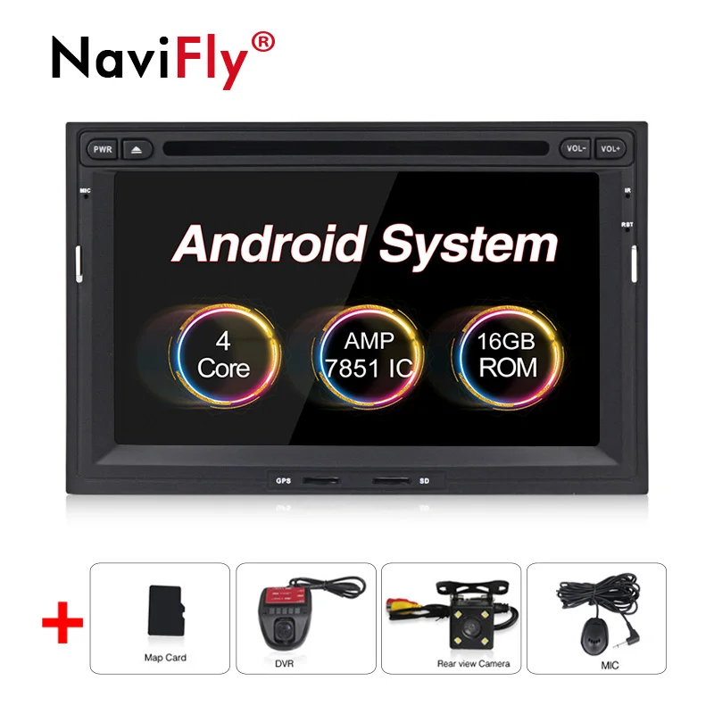 NaviFly 2 Din Автомобильный gps навигатор Andriod 8,1 для peugeot 3005 3008 5008 партнер Berlingo Авторадио dvd мультимедийный плеер Canbus - Цвет: Add Camera DVR