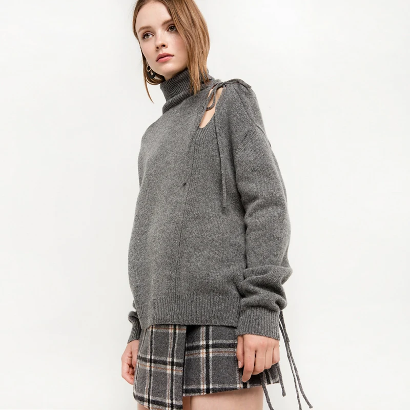 Richkoko Gray Hollow Out Cold Shoulder Backless Sexy Women