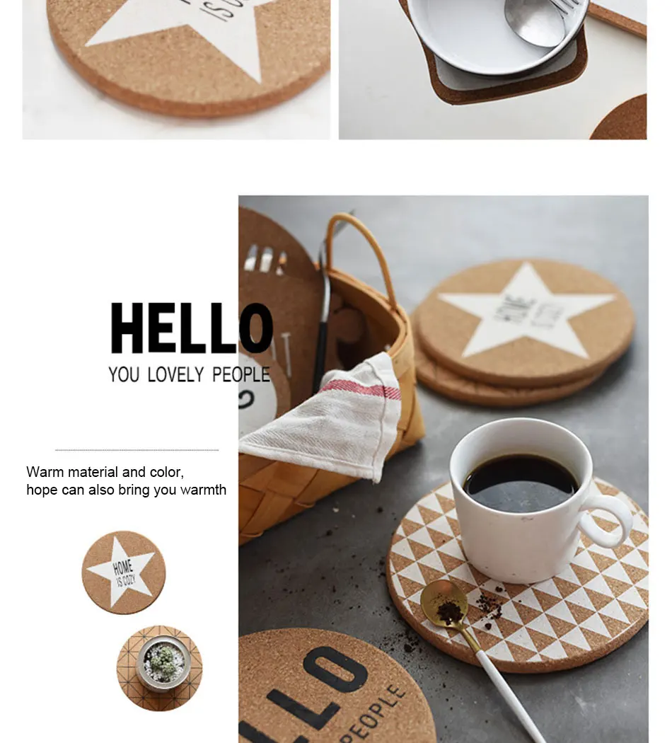 Chic Elegant White Star Wood Drink Coaster Pad Coffee Cup Mat Tea Pad Dining Soft Wooden Placemats Decoration Accessories 1pcs (6)