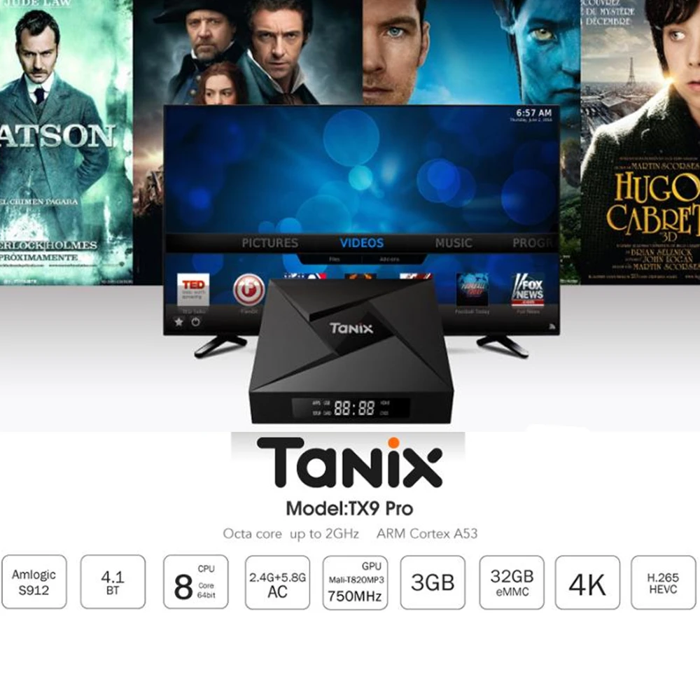 

Tanix TX9 Pro TV Box Android 7.1 OS Bluetooth 4.1 tvbox Amlogic S912 Octa-core 1000M 3G 32G 5.8GHz 4k *2K Clock Set-top Box