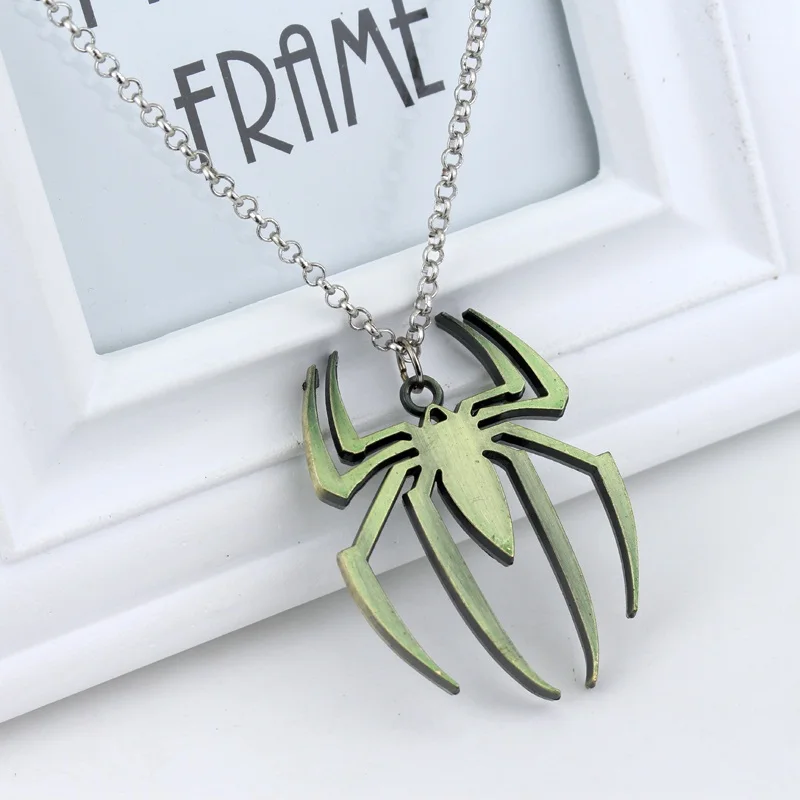 Hot Sale Super Hero Spiderman statement Necklace Spider Shape Pendant Metal Necklaces Fashion