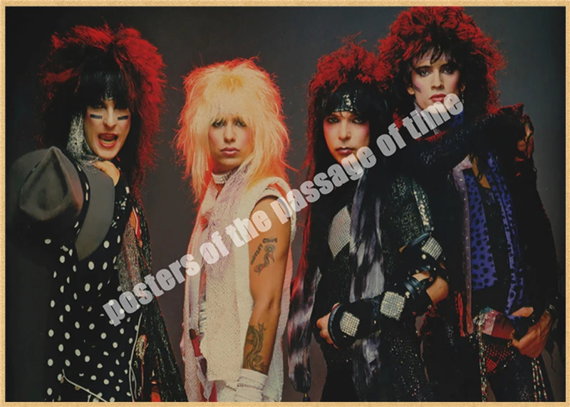 Motley Crue винтажная Ретро рок-группа музыкальная гитара матовая крафт-бумага античный плакат Настенная Наклейка домашний декор - Цвет: Бургундия