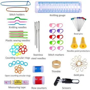 

100 Pcs/Set Multi Colour Crochet Hook Yarn Cross Stitch Embroidery Knitting Needles Set Kit with Box DIY Hand Sewing Tools Kit