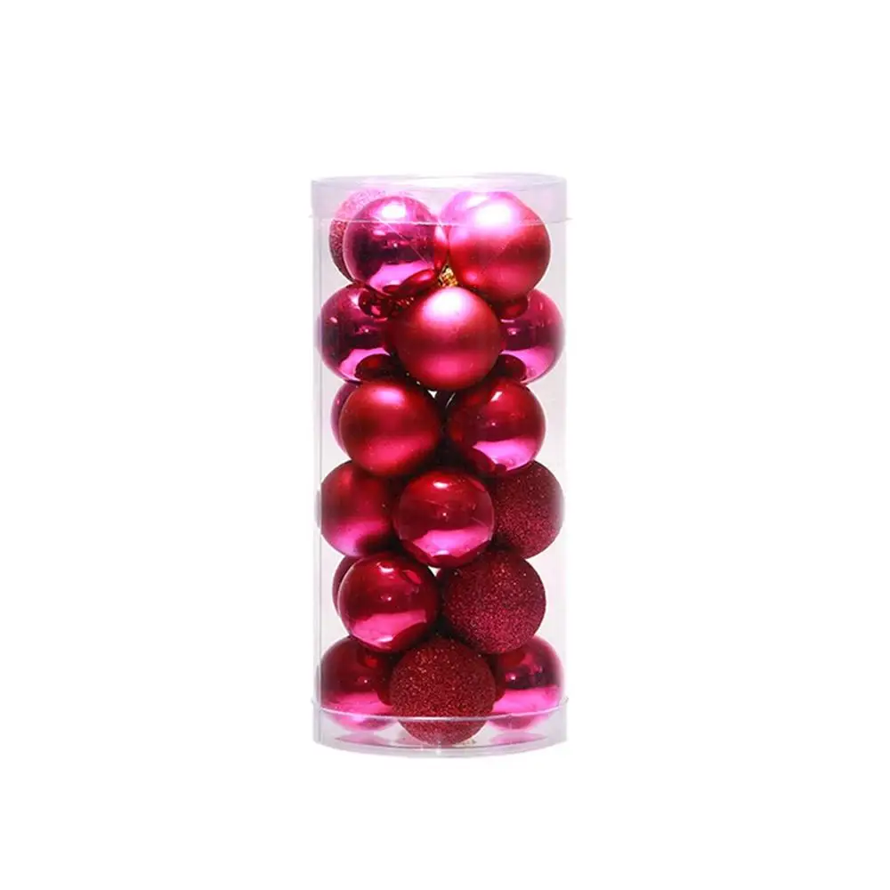 24 шт., 4 см, 6 см, 8 см, современные блестящие шары для рождественской елки, вечерние, свадебные, висячие украшения, рождественские украшения - Цвет: rose red