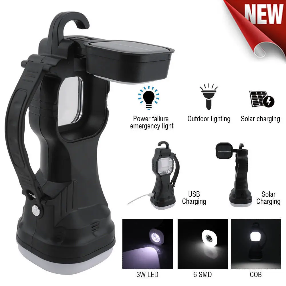 

LED Outdoor Solar Torch USB Charging Portable Flashlight Work Small Table Lamp Camping Light Multifunctional Rotating Lantern