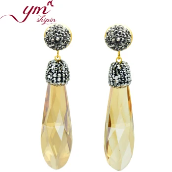 

Long Earrings For Women Handmade Vintage Transparent Gem Stone Setting Water Drop Earring Fashion Wedding Part Jewelry EH0105