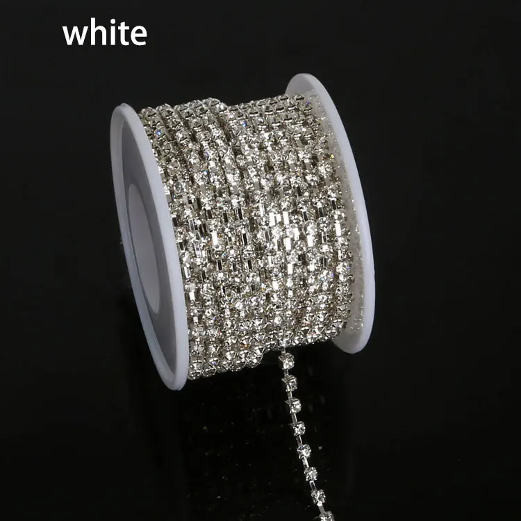 10 ярдов Стразы цепи белый/прозрачный ss6~ ss18 чашки цепи Кристалл для DIY пришитые Стразы одежда искусственные кристаллы для украшения Аксессуары - Цвет: white-silver Claw