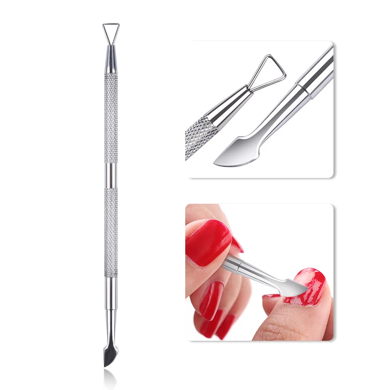 7Pcs Silver Dual ended Stainless Steel Nail Polish Remover Triangle Rod