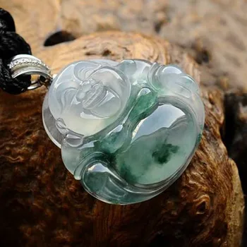 

Burma A natural ice species flower yu fo pendant female style yu pendant necklace/