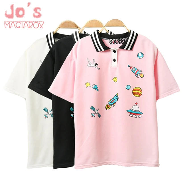 Cute Pink Harajuku Printed T Shirt Kawaii Cartoon Tee Tops 2018 Ladies Fashion Character Kawaii Cute T-shirt Women Clothing