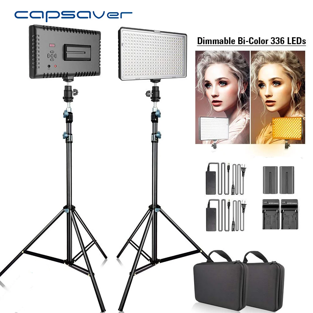 

capsaver TL-336AS 2 in 1 Kit LED Video Light Bi-color 3200K-5600K CRI95 LED Lamp Panel Photographic Lighting for Studio Photo