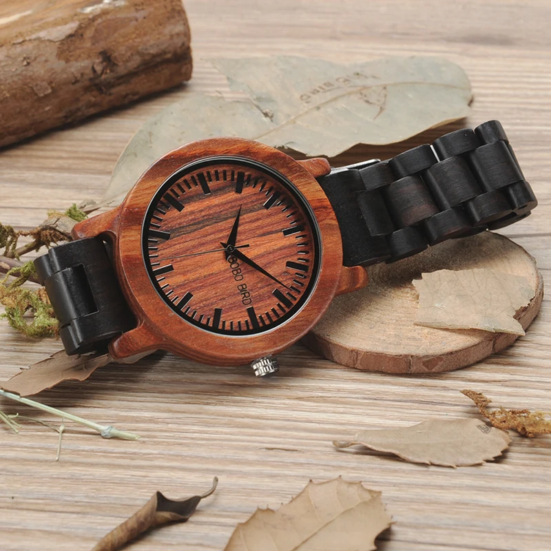 BOBO BIRD 2017 V-M05 Watches Mens New Arrival Top Brand luxury Two Colors Combination All Wood Quartz Wristwatch