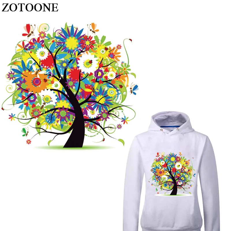 

3D Colorful Tree Clothes Washable Stickers Patches for Men's Tops Household Iron on Transfers DIY Decoration Appliqued for Dress