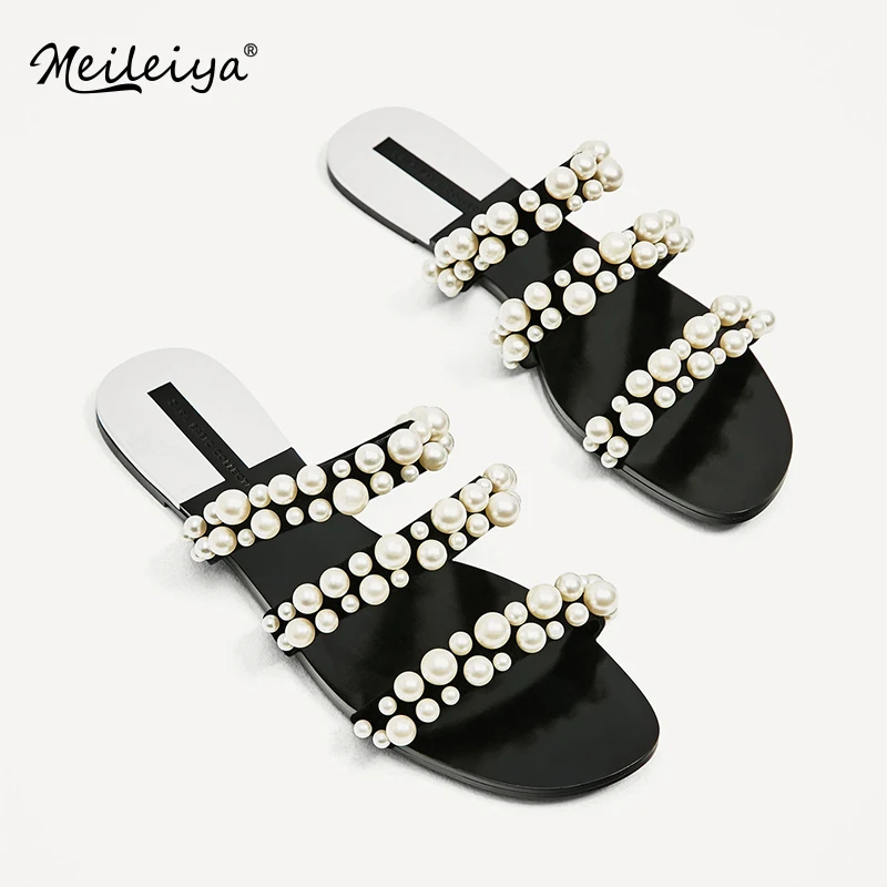 

2019 Summer shoes woman string bead Slippers Flat basic Women Flip Flops Beach Party Dresses shoes claquettes femme chaussure