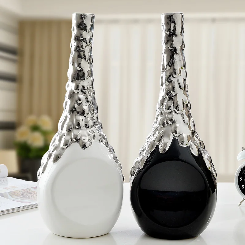 white black silver ceramic modern creative flowers vase home decor crafts room decoration porcelain figurines wedding - Home Decor Vases white black silver ceramic modern creative flowers vase home decor crafts room decoration porcelain figurines wedding - Home Decor Vases
