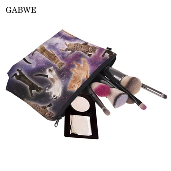 

GABWE 3D Printing Animals Cat Makeup Bag Portable Travel Organizer Cosmetic Bag for Women Necessaries Make Up Wash Toiletry Bag