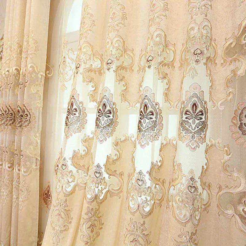 Современная роскошная Европейская Водорастворимая вышитая занавеска «москитная сетка» ткань и вуаль тюль причудливая вилла шторы гостиная