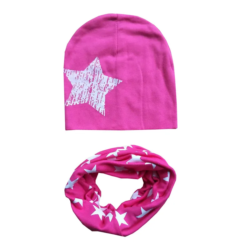 star rose Г. Весенний Детский комплект с шапкой, осенне-зимний шарф с воротником для мальчиков и девочек, теплый шейный платок, детские вязаные шапки, комплекты хлопковая детская шапка, шарф - Цвет: star rose