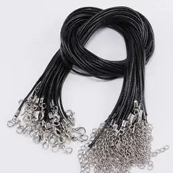 Braided Leather Cord Necklace with Clasp - Adjustable Jewelry Making Supplies (10 Pack) - 45cm Bronze 2.0mm (Black)