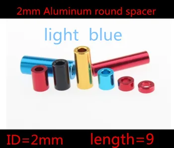 

20pcs/lot 2mm 2*9mm Light Blue anodized Aluminum Standoff Spacer OD=4mm Through Hole