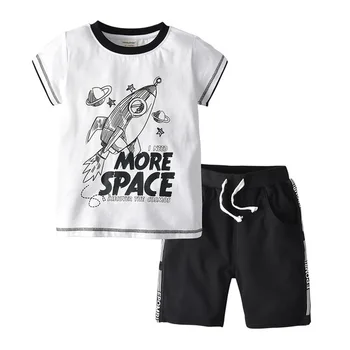 

1 2 3 4 5 Years Toddler Boys Clothing Sets Cartoon Airplane Letter Print Short Sleeves T-shirts + Shorts Kids Clothing Tracksuit