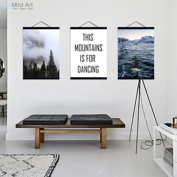 

Blue Ocean Snow Mountain Landscape Inspire Quotes Wooden Framed Canvas Painting Nordic Wall Art Home Decor Picture Poster Scroll