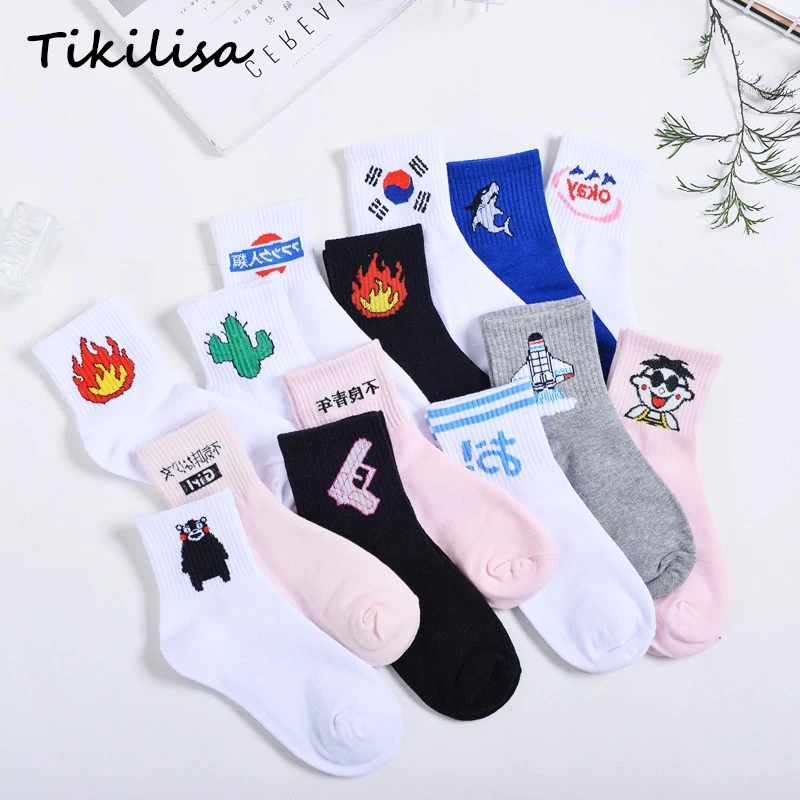 Women Socks Cartoon Character Cotton Socks Harajuku Female Cute Unisex