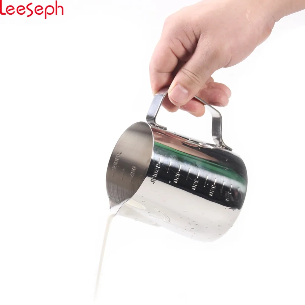 

Stainless Steel Milk Frothing Pitcher - Measurement Markings 550ml - for Espresso Machine, Coffee Milk Frother and Latte Maker