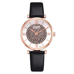 Luxury Rhinestone Women Black Leather Watches Top Fashion Brand Designer Ladies Quartz Wristwatches Beauty Female Dress Clock Luxury Rhinestone Women Black Leather Watches Top Fashion Brand Designer Ladies Quartz Wristwatches Beauty Female Dress Clock