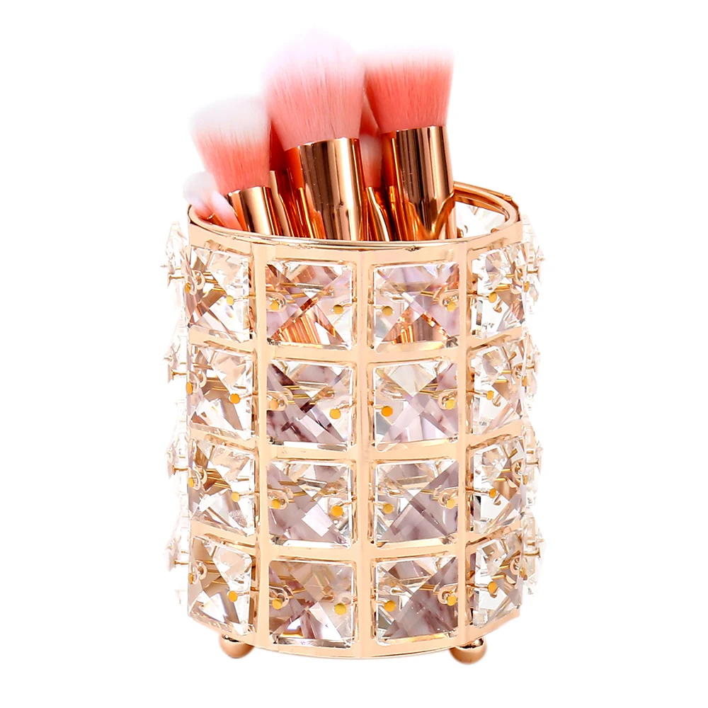 

Europe Metal Makeup Brush Storage Tube Eyebrow Pencil Makeup Organizer Bead Crystal Jewelry Storage Box