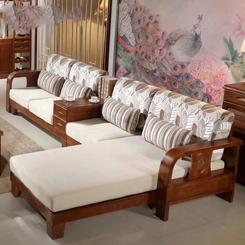 Furniture living room Solid wood Corner Storage sofa