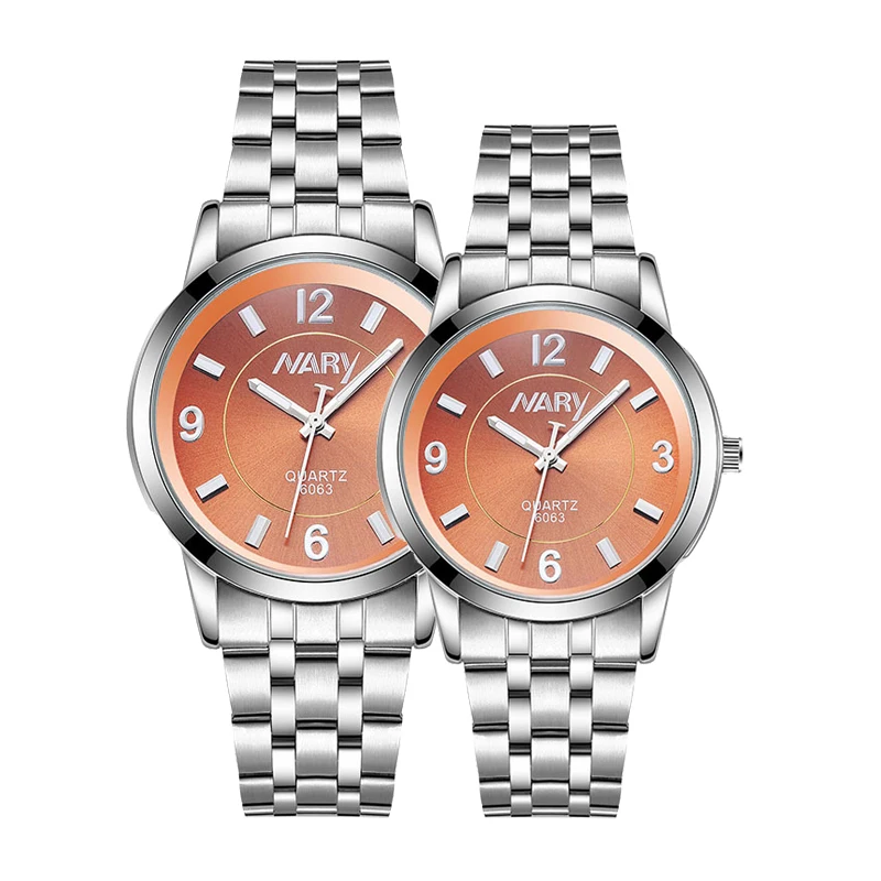 

Luxury Brand Couple Watches Commerce Unique Stainless Steel Quartz Watches Casual Watch Free Shipping Sale